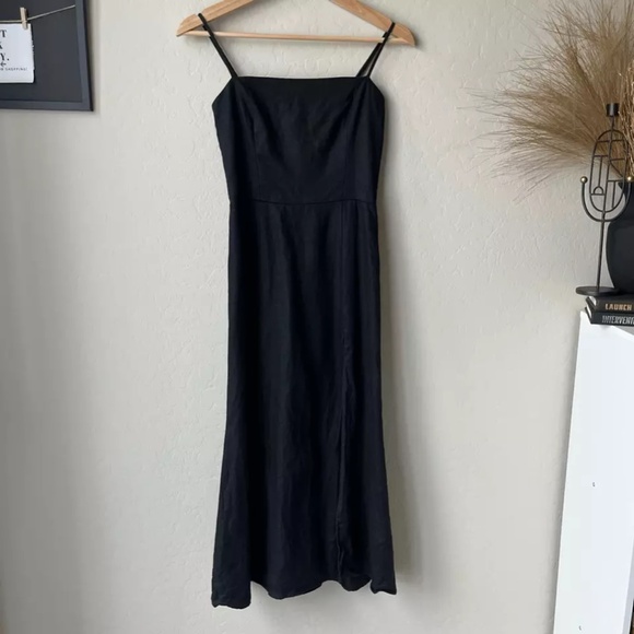 Reformation black linen slit dress - Picture 3 of 7